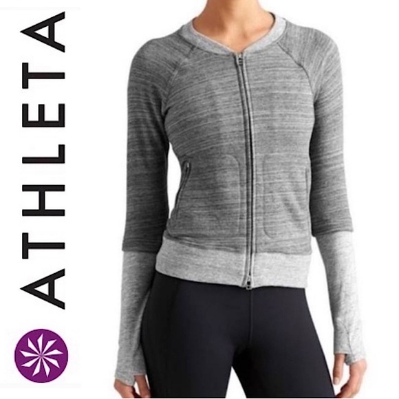 Athleta Jackets & Blazers - Derek Lam IOC x Athleta Collab Zip Up Sweatshirt Jacket Heather Grey Thymbholes